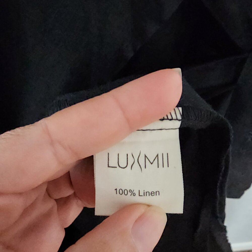 LUXMII Safari Black Wrap Linen Dress Size Medium Sustainably and Ethically Made - Picture 9 of 11